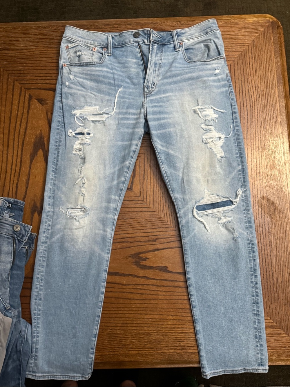 American Eagle Outfitters Light Blue Ripped Slim Straight Jeans